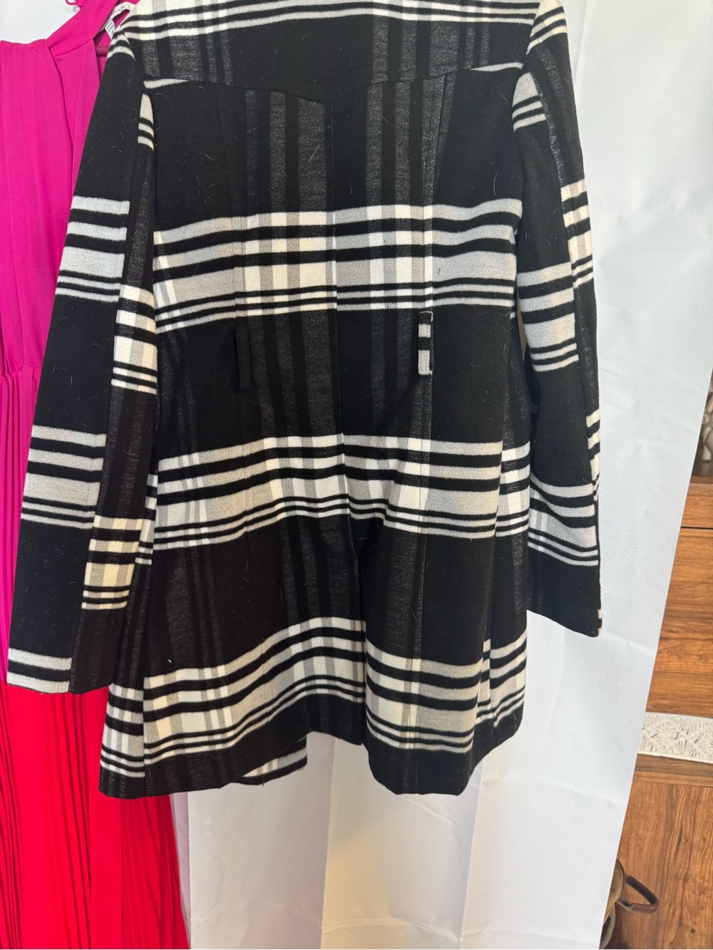 BCX Black and White Plaid Pea Coat - Picture 5 of 5